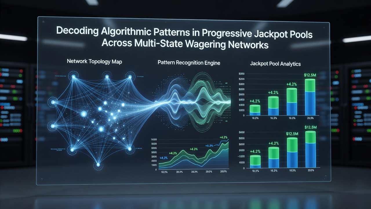 Server rack visualization illustrating real-time synchronization of jackpot data across multiple state boundaries