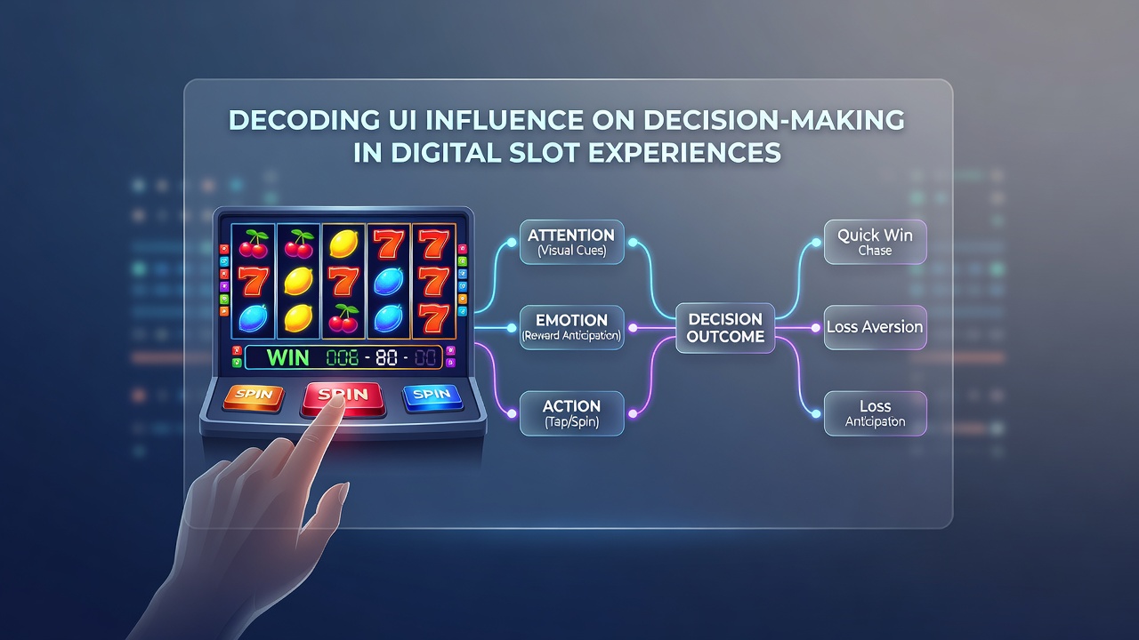 Close-up of slot game UI elements including paytable access, settings menu, and balance display