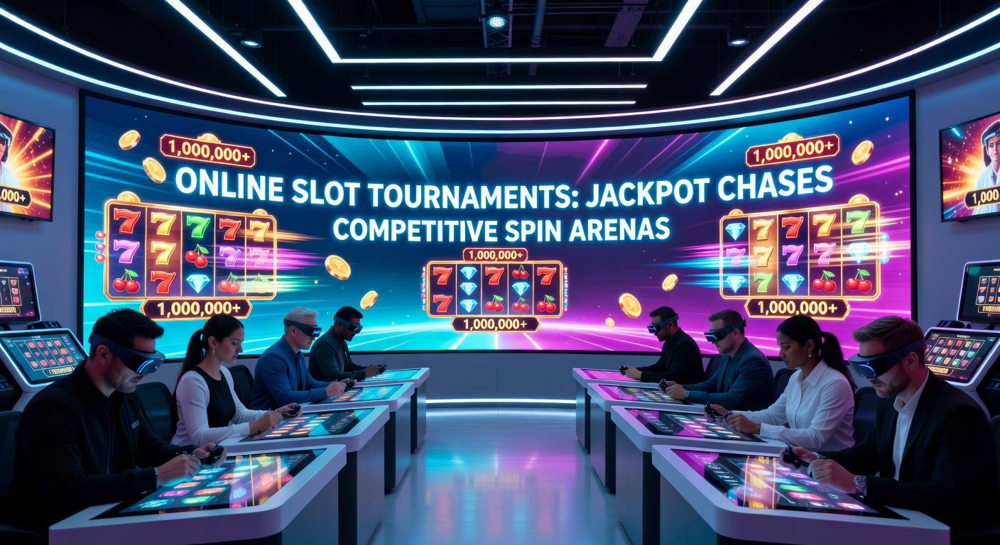 Players competing in an online slot tournament leaderboard, showing spinning reels and rising jackpot totals