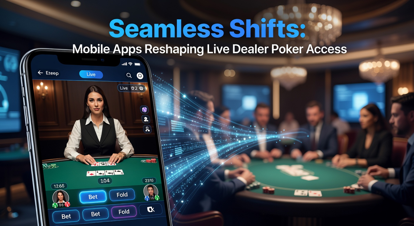Smartphone screen displaying a live dealer poker game with cards being dealt in real-time, surrounded by app icons and streaming indicators