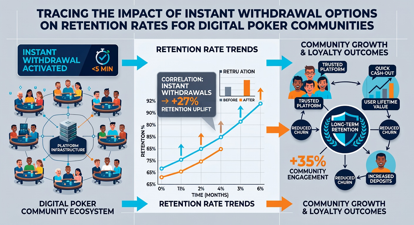 Analytics dashboard displaying retention trends and withdrawal speed comparisons for online poker platforms